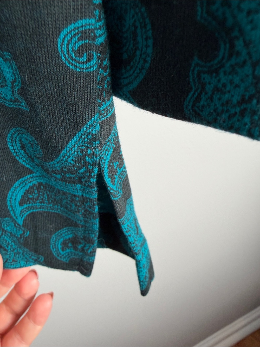 Vintage Duet Teal Paisley Tee Layering Whimsy Retro - Picture 5 of 8